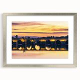 Abstract art print of Andalucia, Spain in muted earth tones on a framed canvas, ideal for dining room decor.