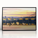 Large abstract wall art depicting Andalucia scenery in vibrant colors on a black framed acrylic.