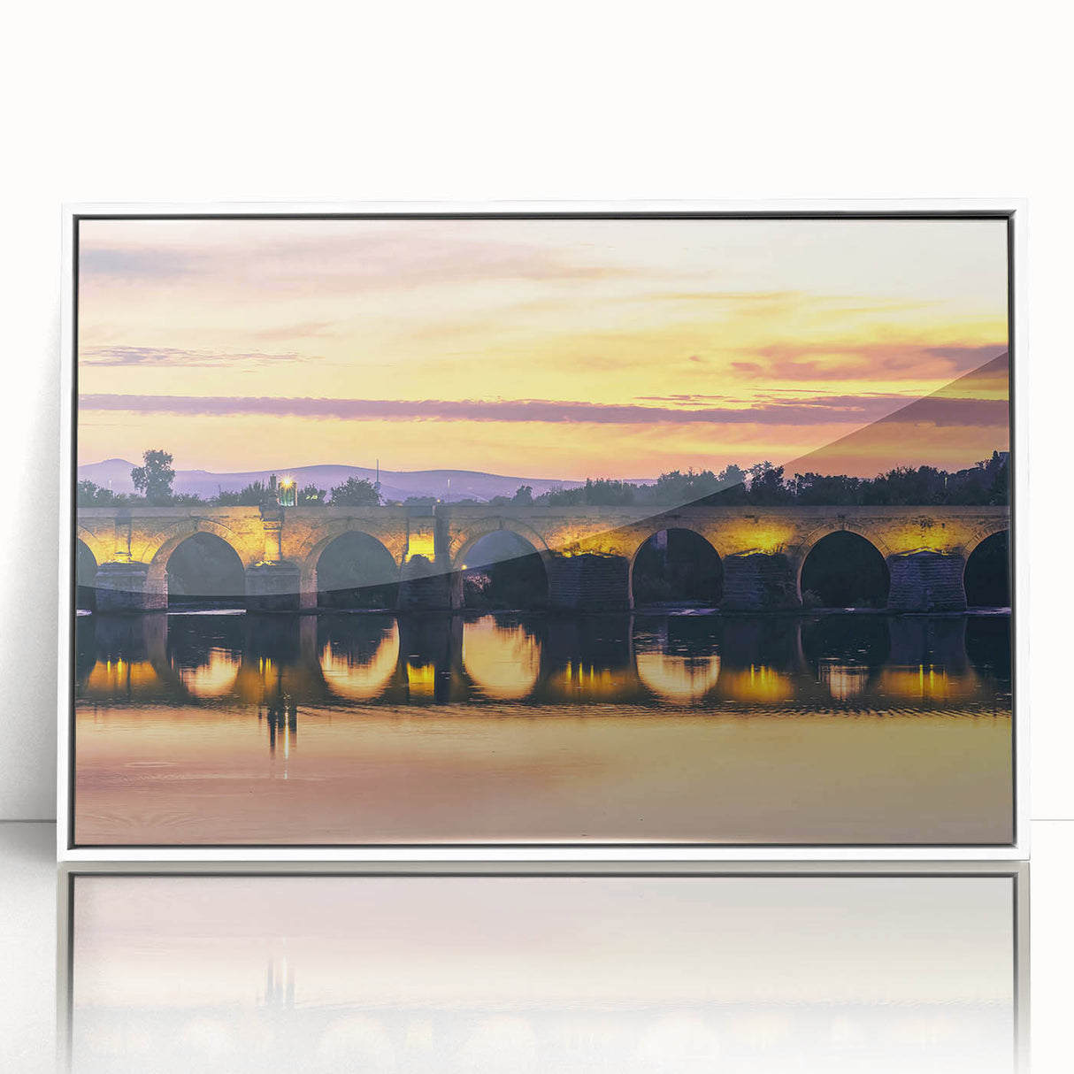 Framed acrylic print of Andalucia, Spain scenery in muted earth tones, ideal for modern art wall decor.