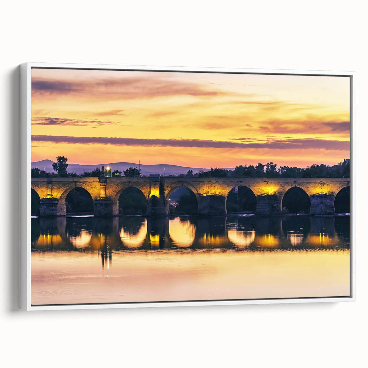 Framed canvas depicting a vintage Spanish Andalucian landscape in black and white, ideal for bedroom wall art.
