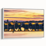 Framed canvas depicting a vintage Spanish Andalucian landscape in black and white, ideal for bedroom wall art.