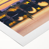 Art deco poster of Andalucia scenery in muted earth tones on rolled canvas, suitable for dining room wall art.