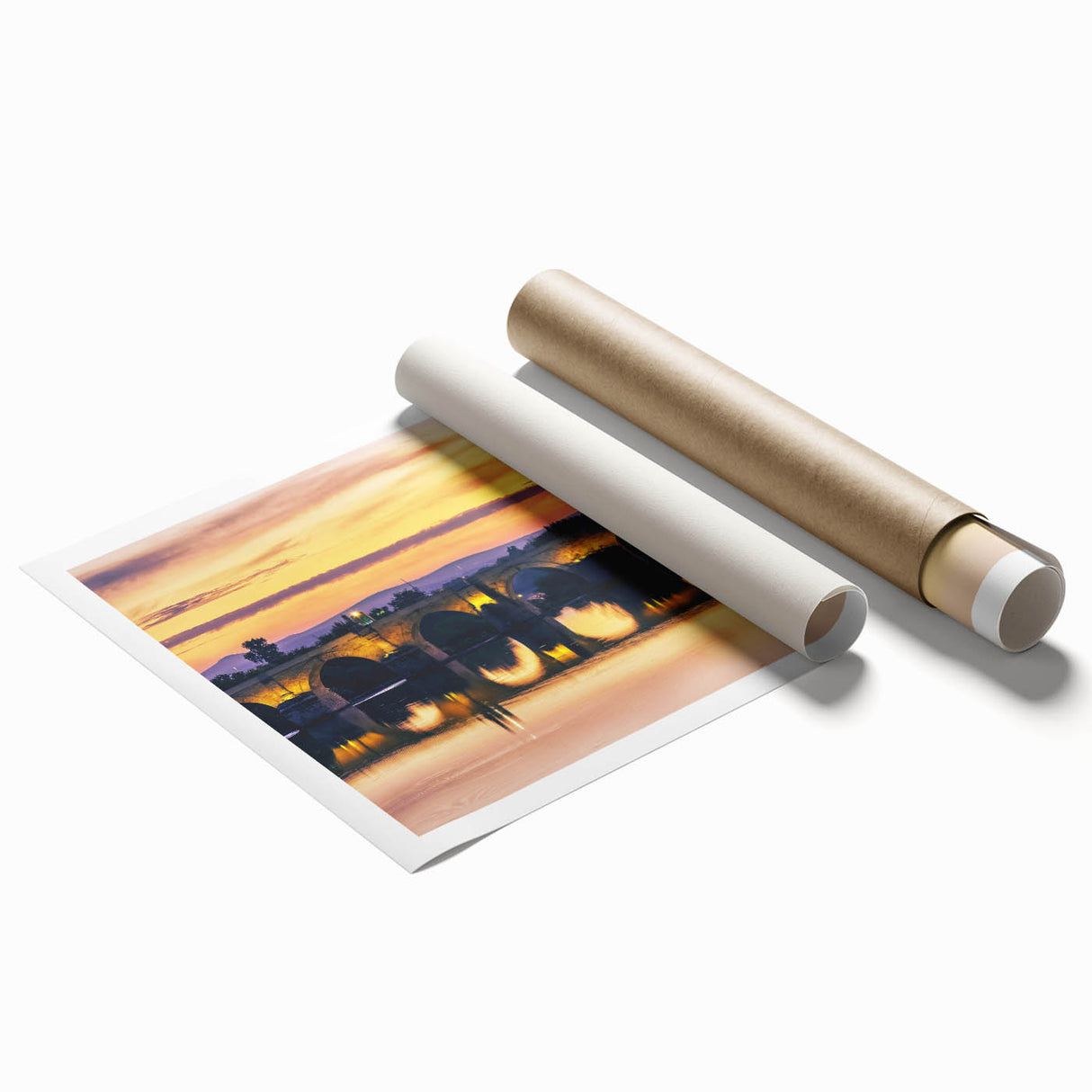 Extra large rolled print of Andalucia scenery with vibrant floral elements, ideal for classy bathroom wall art.