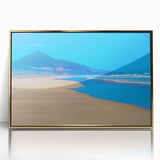 Art deco poster of a scenic European landscape in muted gold tones on framed acrylic, suitable for modern art wall decor.