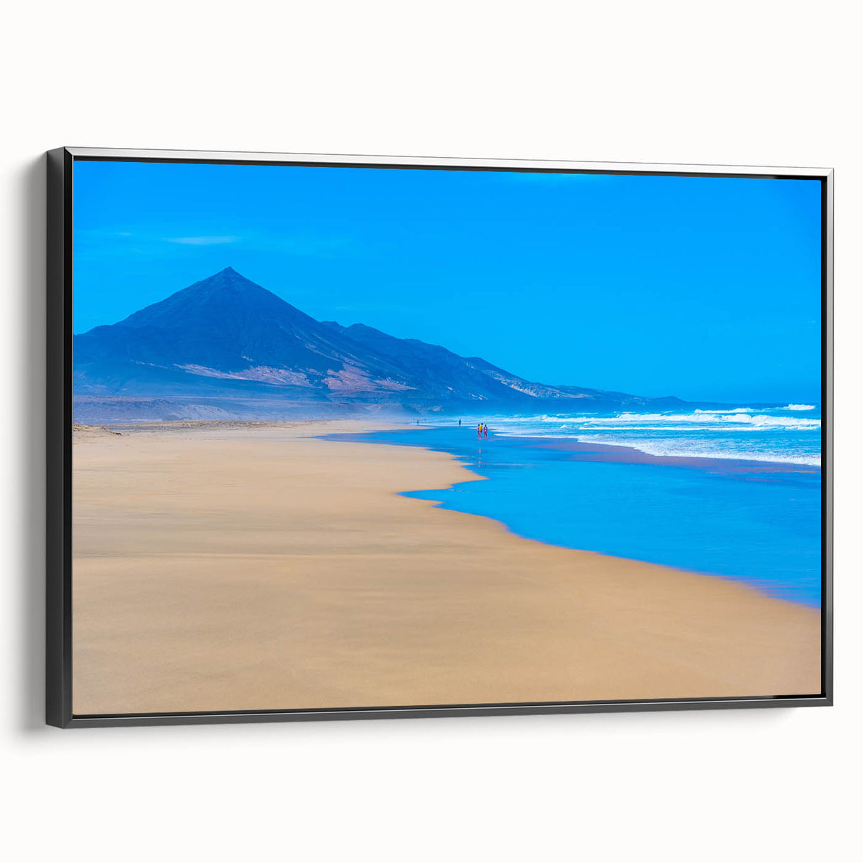 Black and white framed canvas of a vintage European landscape, ideal for bedroom wall decor.