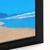 Black wall art depicting a textured European scenery with vibrant colors on a framed canvas, ideal for living room decor.