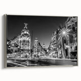 Landscape art painting of Madrid with vibrant colors on a framed canvas, ideal for living room decor.