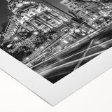 Art deco poster of Madrid skyline in muted sepia tones on rolled canvas, suitable for dining room wall art.