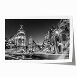 Extra large rolled print of Madrid scenery with vibrant floral elements, ideal for art wall dining room.