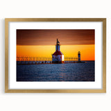 Extra large abstract art print of Stockholm scenery in gold frame, featuring textured blue and gray tones.