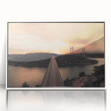 Art deco poster of a European scenery in Sweden, featuring muted pastel colors on a framed acrylic.