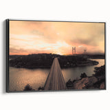 Black and white framed canvas of a Swedish landscape, ideal for bedroom wall decor.