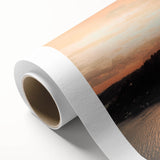 Art deco poster of a serene Swedish landscape in soft pastel colors on rolled canvas, ideal for nursery wall art.