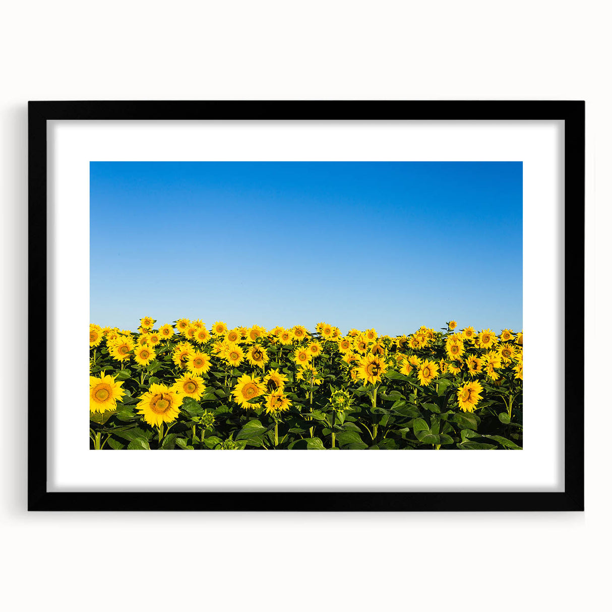 Extra large abstract art print featuring a colorful, textured depiction of a European scenery, framed in black.