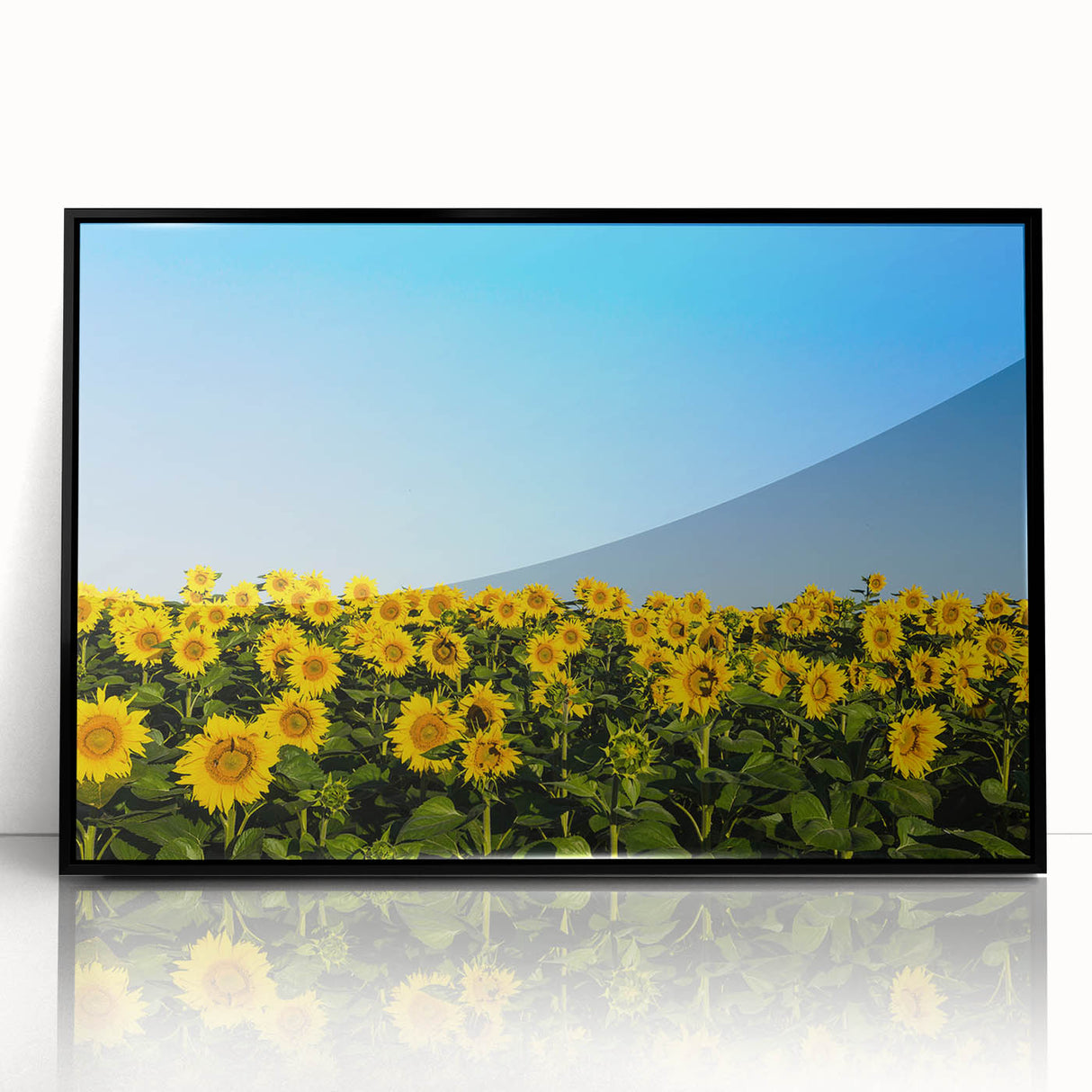 Large abstract wall art depicting a vibrant European scenery on a framed acrylic in black.
