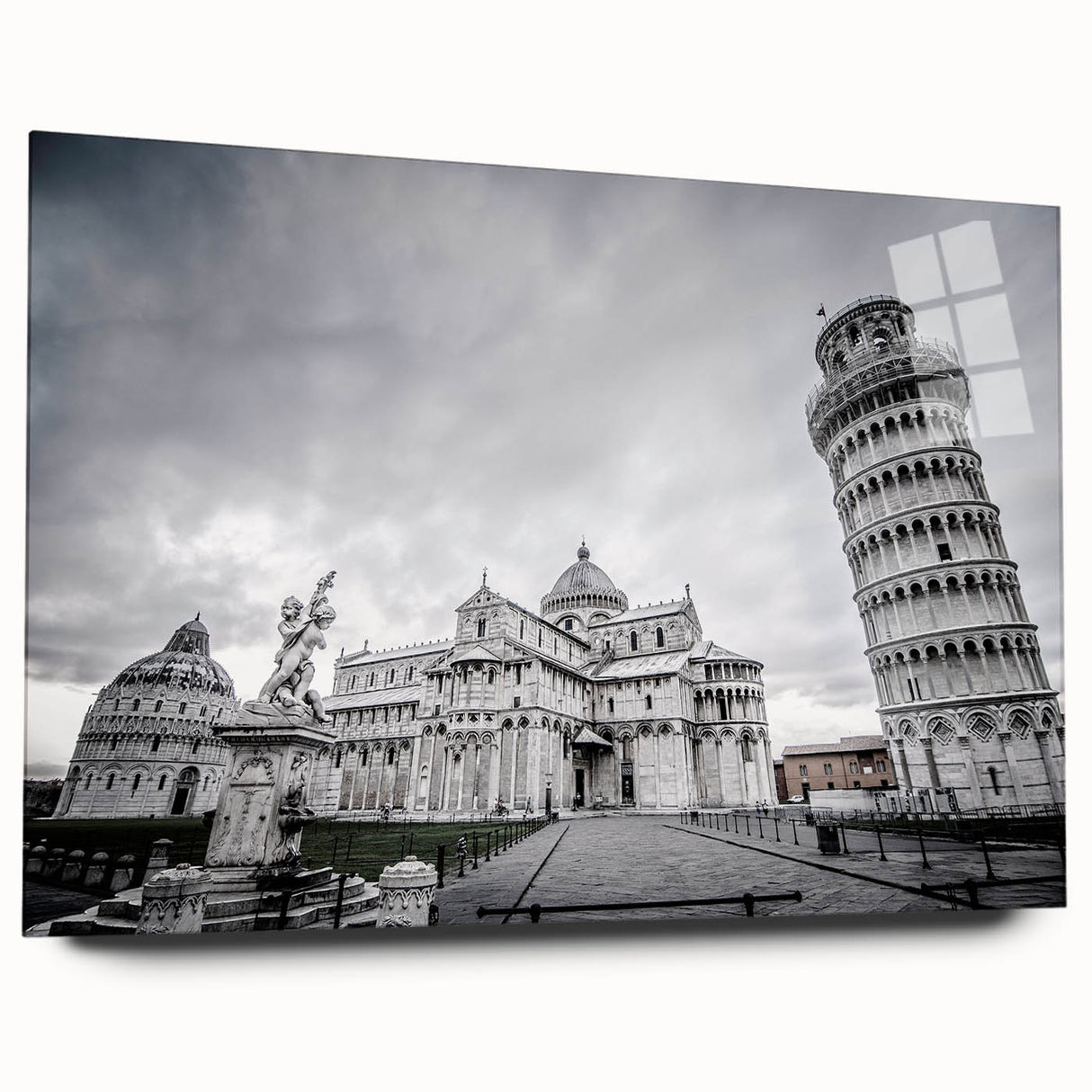 Large abstract wall art of the Vatican scenery in muted earth tones on acrylic glass, ideal for bedroom or dining room decor.