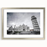 Textured abstract art print of the Vatican in muted gray and silver tones, framed with a mat, ideal for bedroom art.
