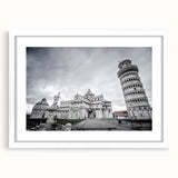 Abstract art print of the Vatican scenery in muted earth tones on a framed white mat, suitable for dining room decor.