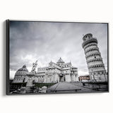 Black and white wall art featuring a vintage poster art style landscape of the Vatican on framed canvas.