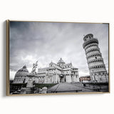 Framed canvas featuring a vintage-style landscape painting of the Vatican, with muted gold and black tones.