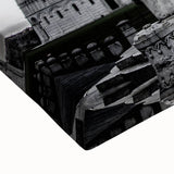 Black and white landscape painting of the Vatican on stretched canvas, ideal for bedroom wall art.