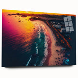 Large abstract wall art depicting the Acapulco scenery in muted earth tones on acrylic glass.