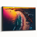 Black and white vintage poster art of Acapulco landscape on framed canvas, ideal for bedroom wall decor.