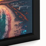 Extra large framed canvas featuring a textured, colorful depiction of Acapulco scenery, suitable for living room decor.