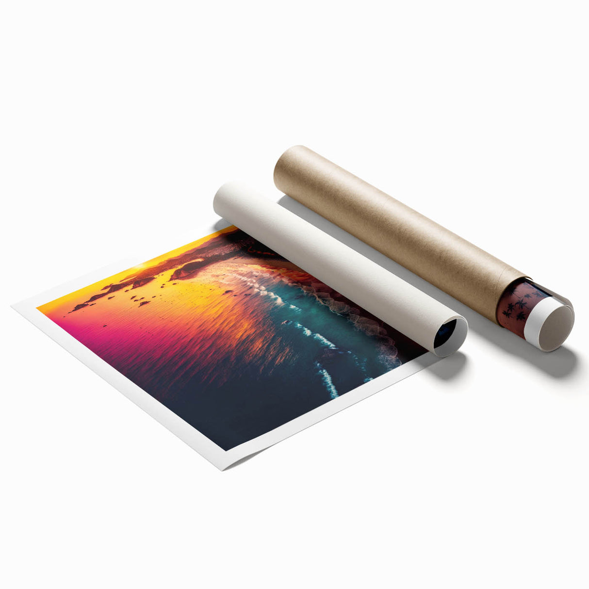 Extra large rolled print of Acapulco scenery with vibrant floral elements.