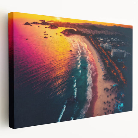 Side view of a stretched canvas featuring a vibrant Acapulco scenery, ideal for kitchen wall art.