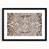 Extra large abstract art print depicting vibrant, colorful Cancun scenery on textured canvas, framed in black.