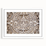 Large abstract wall art depicting Cancun scenery in muted blue and green tones on a white framed canvas.