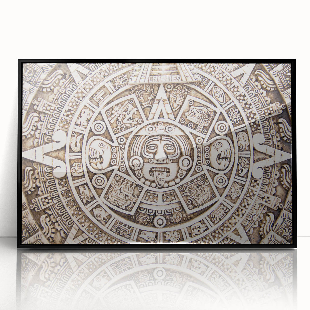 Large abstract wall art depicting a vibrant Cancun scenery, framed in black acrylic, ideal for modern art wall decor.