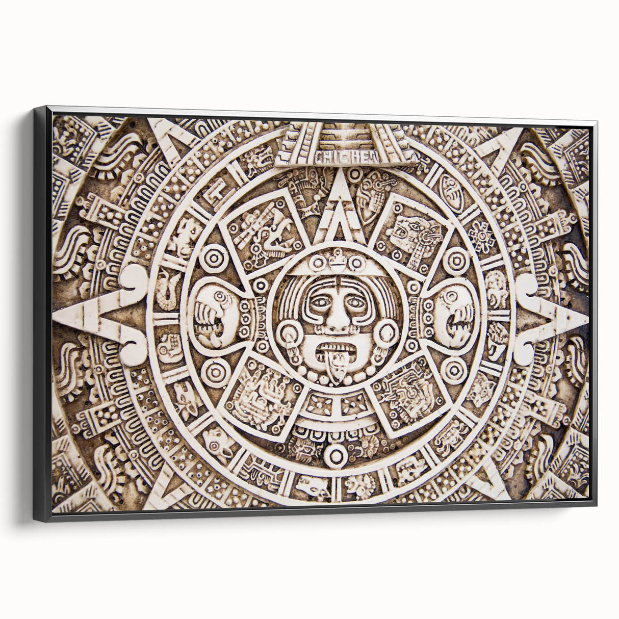 Black and white framed canvas featuring a vintage poster of Cancun landscape, ideal for bedroom wall decor.
