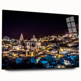 Large abstract depiction of Mexico City on acrylic glass, featuring vibrant multicolor tones.