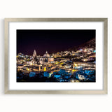 Textured abstract art print of Mexico City in muted earth tones on a framed canvas, suitable for bedroom decor.