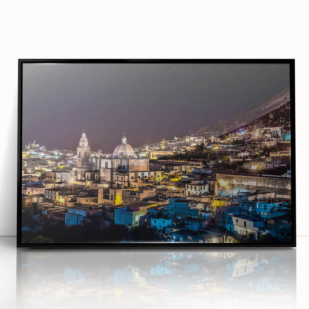 Large abstract wall art depicting Mexico City in muted earth tones on a framed acrylic, ideal for modern living room decor.