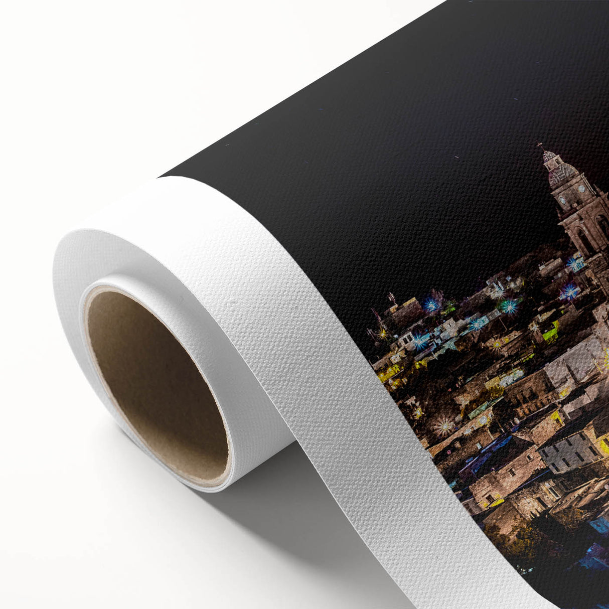 Art Deco poster of Mexico City skyline in pastel shades on rolled canvas, ideal for nursery wall art.