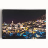 Black and white large art print of Mexico City skyline on stretched canvas, suitable for kitchen wall art.