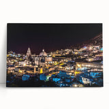 Black and white large art print of Mexico City skyline on stretched canvas, suited for kitchen or bedroom wall.