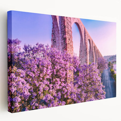 Side view of a stretched canvas featuring a colorful street scene in Guanajuato, Mexico, ideal for kitchen wall art.