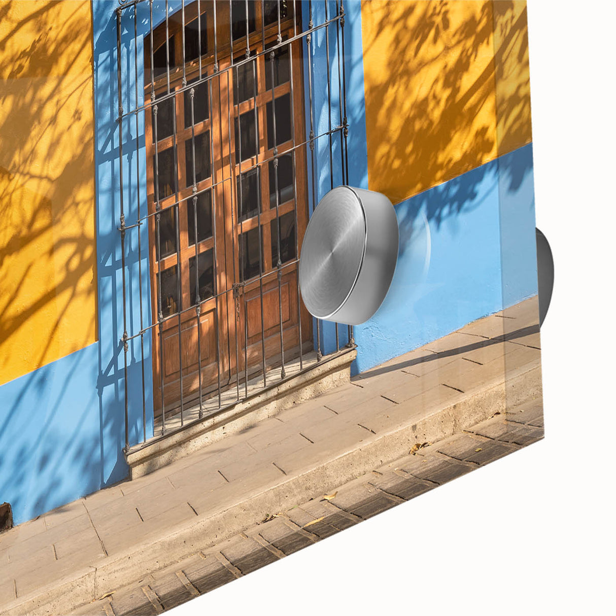 Large abstract wall art depicting a vibrant Oaxaca, Mexico scenery on acrylic glass, ideal for dining room ambiance.