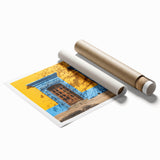 Extra large rolled print of Oaxaca scenery with vibrant floral designs.