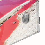 Large abstract wall art depicting Yucatan scenery in muted earth tones on acrylic glass, ideal for dining room ambiance.