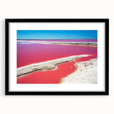 Extra large abstract art print of a colorful, textured Mexican Yucatan scenery on a black framed canvas.