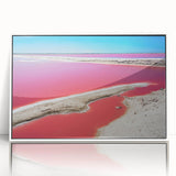 Acrylic print of Yucatan scenery in art deco style, with muted green and blue tones, ideal for modern art wall decor.