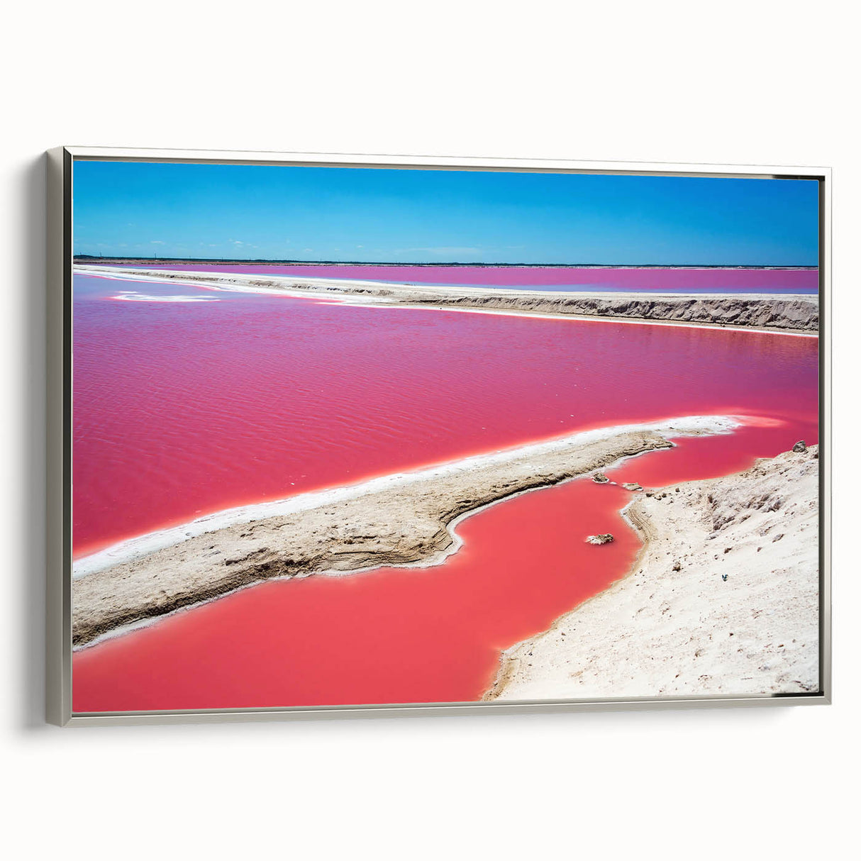 Framed canvas landscape art painting depicting a colorful Yucatan scenery, ideal for enhancing living room decor.