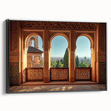 Black and white landscape art painting of Middle-Eastern scenery on framed canvas, suitable for bedroom wall decor.