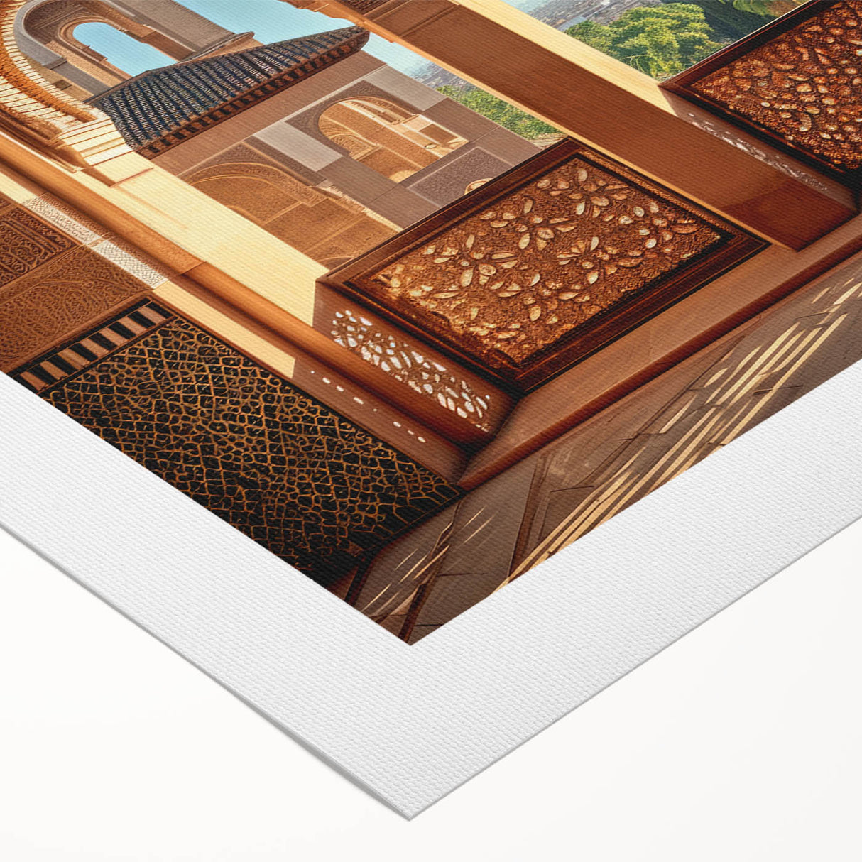 Art deco poster of an Afghan landscape in muted earth tones on rolled canvas, suitable for dining room decor.