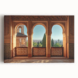 Black and white stretched canvas of a Middle Eastern landscape, ideal for kitchen wall art.